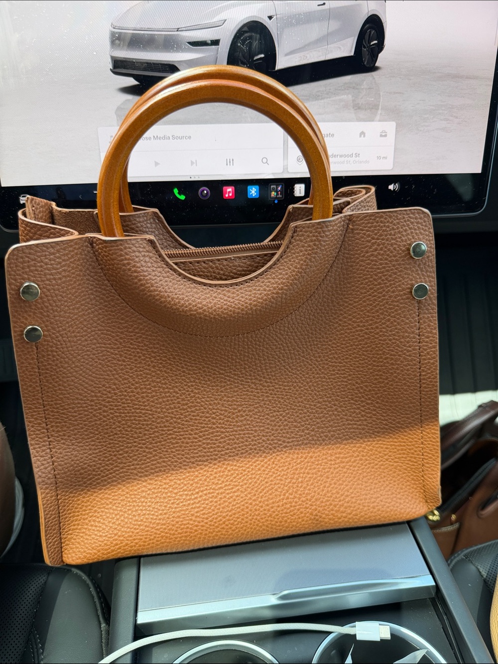 Women's Structured Top-Handle Satchel in Brown